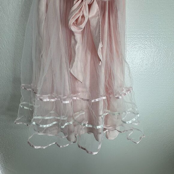 Bonnie Jean Girls Pageant Boutique Dress Size 8 Pink Floral Lace Tulle - Picture 4 of 8